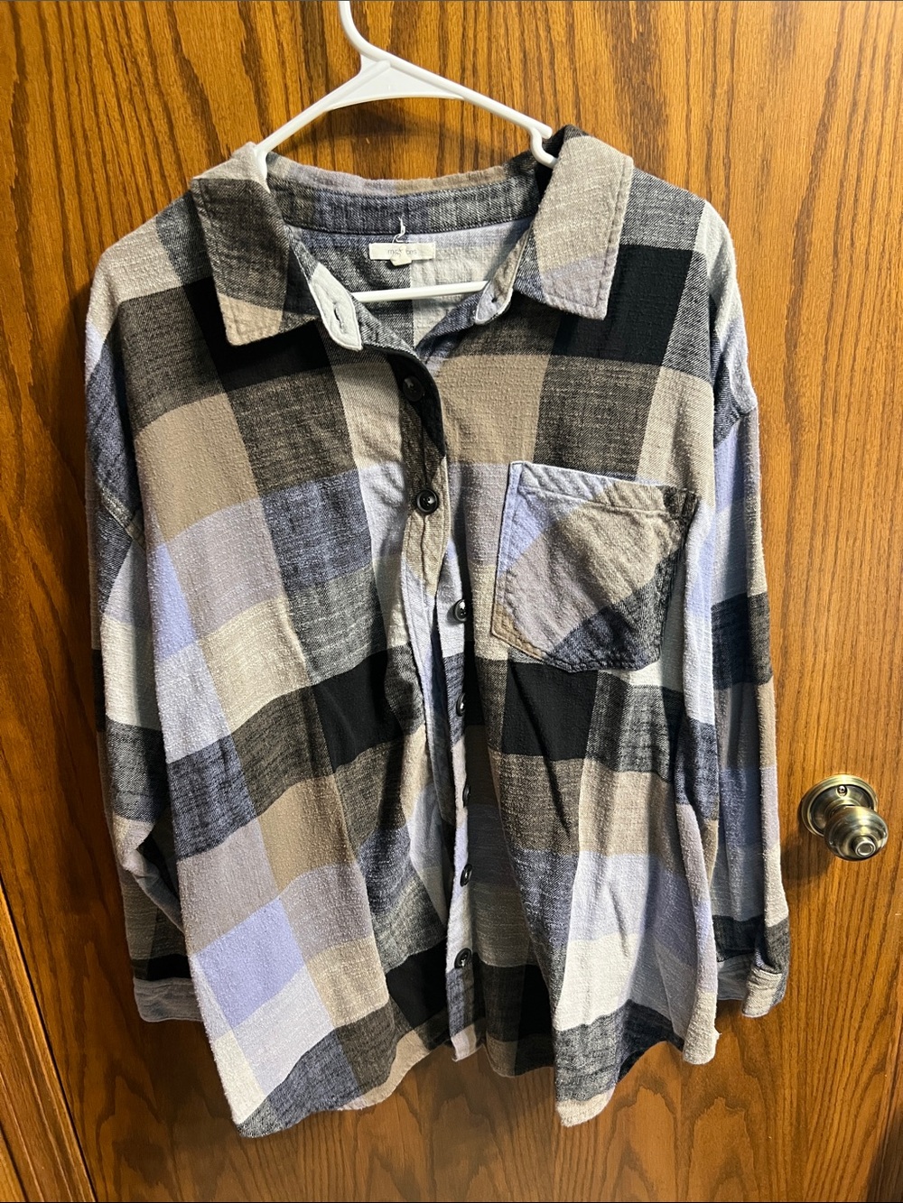 Maurices Plaid Button-Down Shirt in Grey?, Black & Lavender